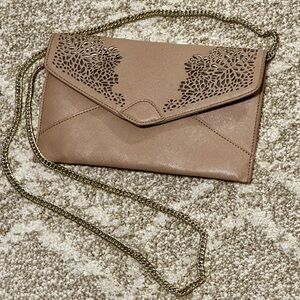 Danielle Nicole Crossbody Clutch Bag laser floral gold hardware chain envelope